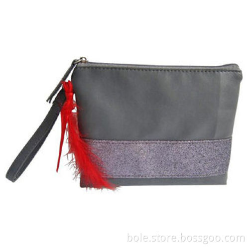 PU Wrist Cosmetic Bags with Charm Design, OEM Orders are Welcome